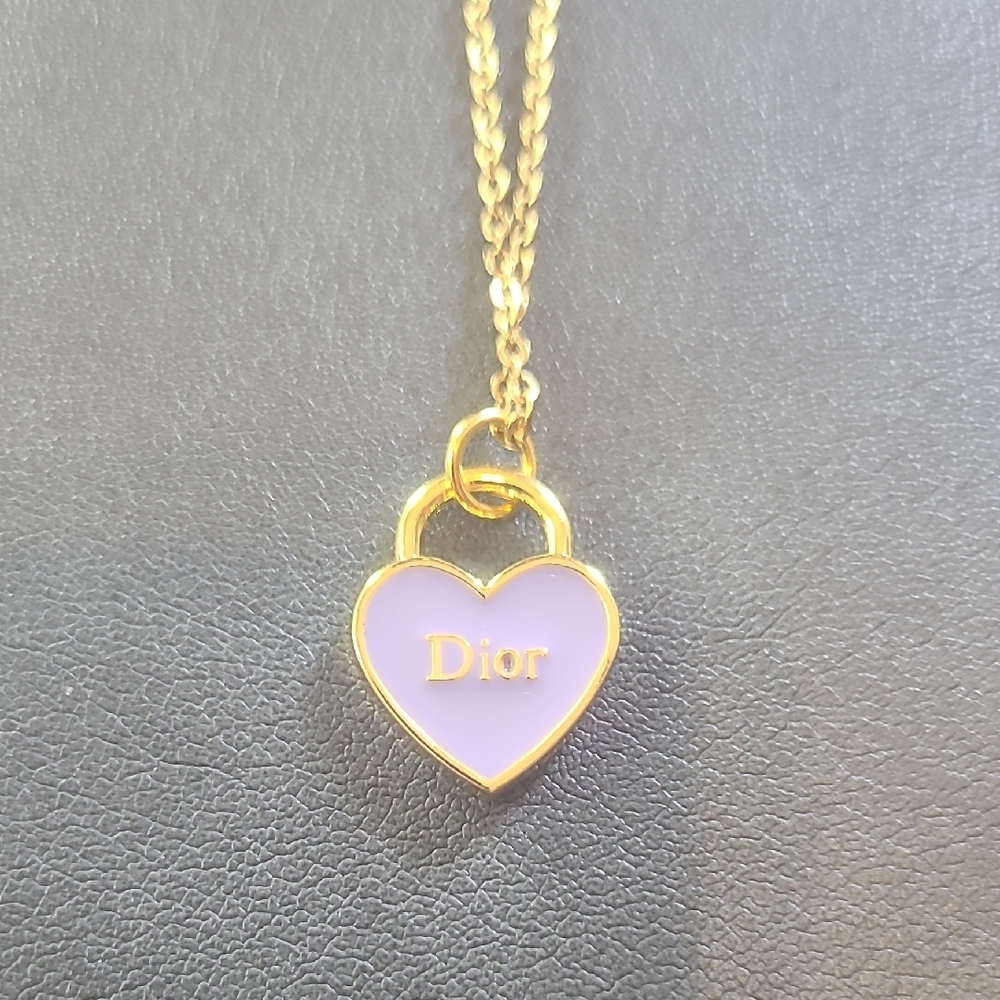 Dior Gold and Purple Heart Necklace